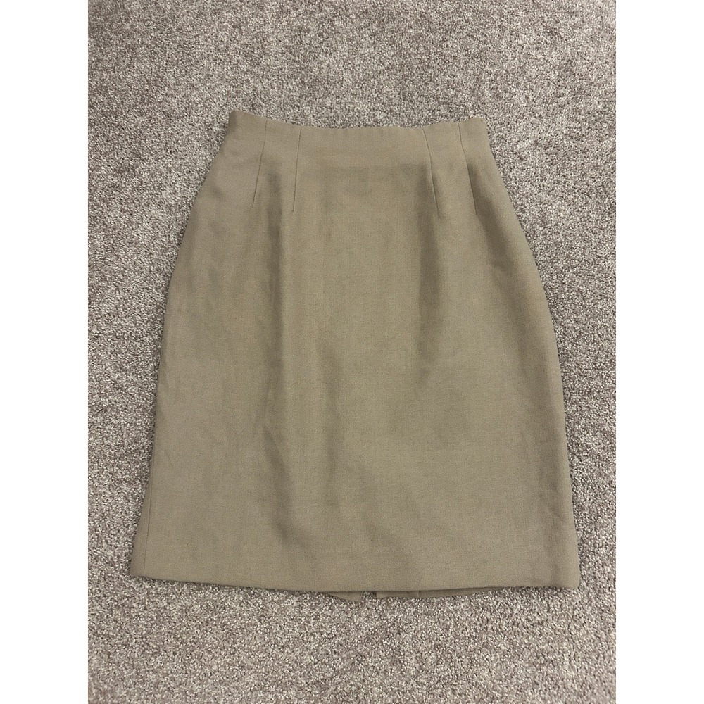 90s Kasper Pencil Skirt Womens 2P Tan Khaki Excellent Career High Waisted Lined